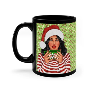Seasons Greetings 11oz Black Ceramic Coffee Mug (watermarks removed once purchased)
