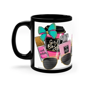 Girl Boss 11oz Black Ceramic Coffee Mug (watermarks removed once purchased)