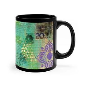 Bohemian Design Aquarius#2,  11oz Black Ceramic Mug