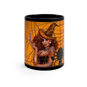 Witchy Orange Witch, 11oz Black Ceramic Mug