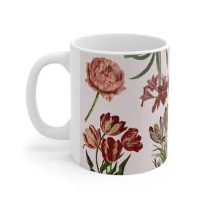 Pink and Red Floral 11oz White Ceramic Mug