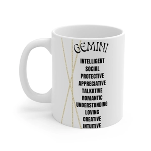 Gemini 11oz White Ceramic Coffee Mug