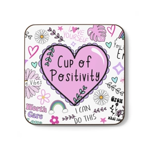 A Cup of Positive Hardboard Back Coaster, 3.5 A Cup of Positive Hardboard Back Coaster, 3.5