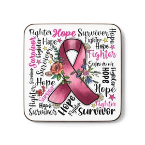 Breast Cancer Affirmations Hardboard Back Coaster, 3.5 Breast Cancer Affirmations Hardboard Back Coaster, 3.5