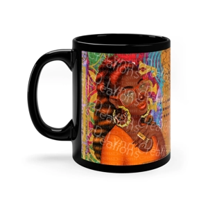 Her Zodiac Sign is Leo, Dark Skinned Woman of Color 11oz Black Ceramic Mug (watermark removed when p