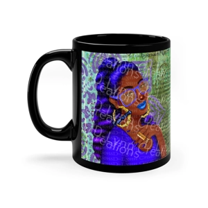 Her Zodiac Sign is Capricorn, Dark Skinned Woman of Color 11oz Black Ceramic Mug (watermark removed