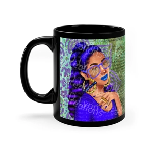 Her Zodiac Sign is Capricorn, Light Skinned Woman of Color 11oz Black Ceramic Mug (watermark removed