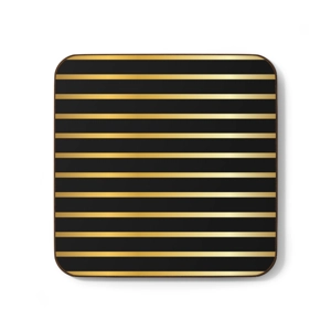 Black with Gold Stripes Holiday Hardboard Back Coaster, 3.5 Black with Gold Stripes Holiday Hardboard Back Coaster, 3.5