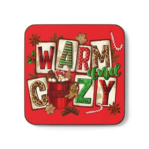 Warm and Cozy Red Hardboard Back Coaster, 3.5 Warm and Cozy Red Hardboard Back Coaster, 3.5