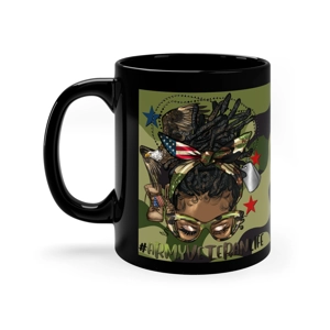 Never Underestimate the Power of a Woman with dog tags 11oz Black Ceramic Mug Never Underestimate the Power of a Woman with dog tags 11oz Black Ceramic Mug