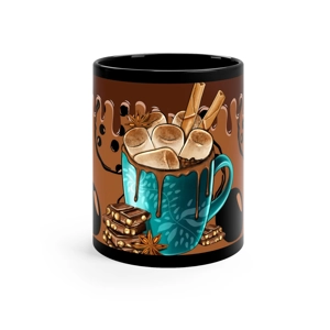 Hot Chocolate Chips 11oz Black Ceramic Mug