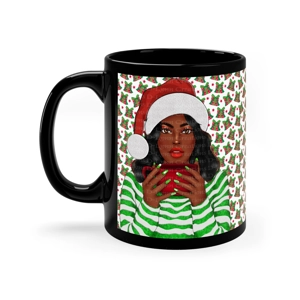 Merry Christmas 11oz Black Ceramic Coffee Mug (watermarks removed once purchased)