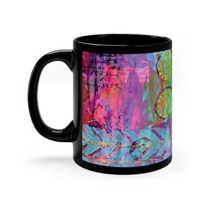 Bohemian Design Pisces #9, 11oz Black Ceramic Mug