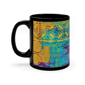 Bohemian Design Sagittarius #7,  11oz Black Ceramic Mug