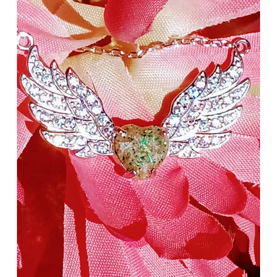 Angel Heart Wing Cremation Necklace