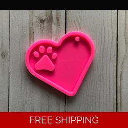 Cremation Heart Paw Keychain