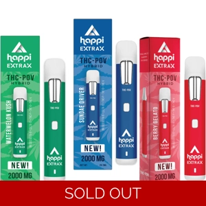 Happi + Extrax THC-POV Delta 8 Delta 10 THC-p, ,THC-o,, THC-V 2g disposable vape