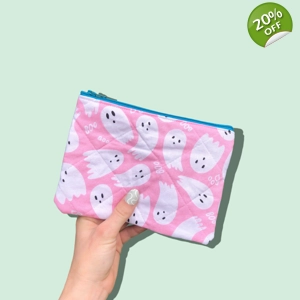 ‘Booo’ Quilted Zipper Pouch