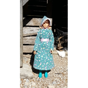 Janice josie green calico dress and bonnet