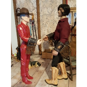 dark brown fringed buckstitched cuffs