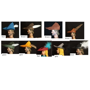 pointy leather hat w feather