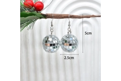 Flayer Lifestyle Women's Retro Reflective Mirror Glass LED Shaking Disco Ball Earrings
