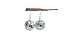 Flayer Lifestyle Women's Retro Reflective Mirror Glass LED Shaking Disco Ball Earrings