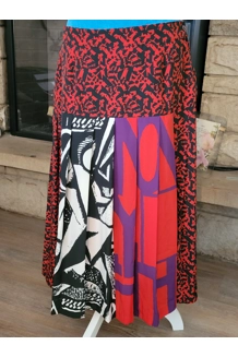 Vintage Multi-Colored, Black and Red Skirt, Size 8