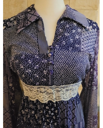 Vintage 70s Purple Floral Dress