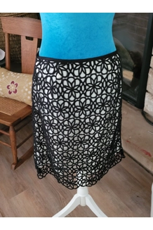 Black Pleather Cut-out Floral Skirt Black Pleather Cut-out Floral Skirt