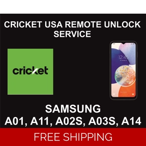 Cricket USA Remote Unlock Service, Samsung A01, A11, A02S, A03S, A14