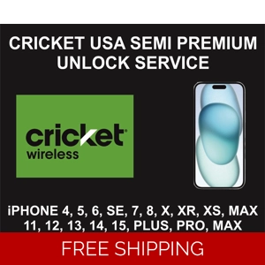 Cricket Semi Premium Unlock Service, iPhone 4S to 15 Pro Max