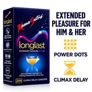 KamaSutra Longlast Delay Condoms 20 Pack – Dotted Extended Pleasure