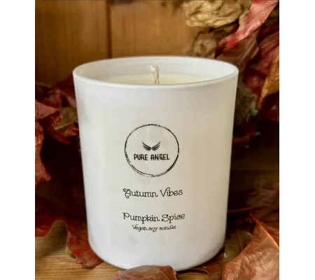 Autumn Vibes Pumpkin and Vanilla Scented Soy Wax Candle | Eco-Friendly & Handmade