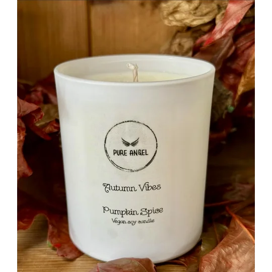 Autumn Vibes Pumpkin and Vanilla Scented Soy Wax Candle | Eco-Friendly & Handmade