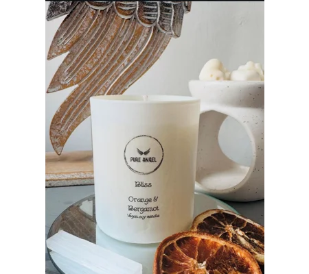 Bliss Orange and Bergamot Scented Soy Wax Candle | Eco-Friendly & Handmade