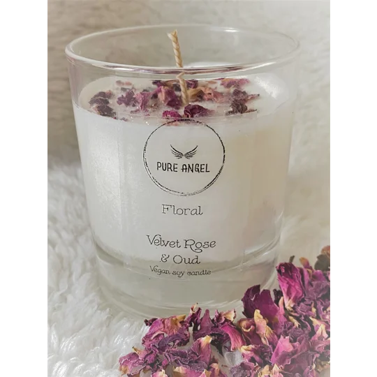 Pure Angel Floral Velvet Rose & Oud Soy wax Candle 150g Luxury Home Fragrance