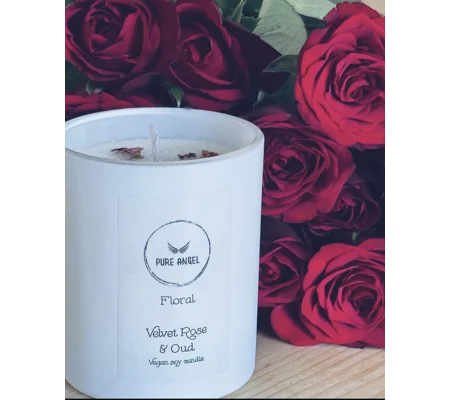 Pure Angel Floral Velvet Rose & Oud Soy wax Candle 150g Luxury Home Fragrance