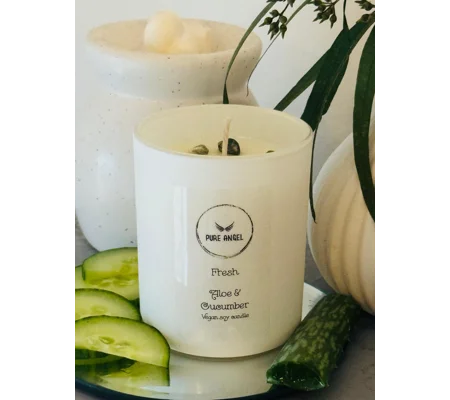 Fresh Aloe & Cucumber Scented Soy Wax Candle | Eco-Friendly & Handmade