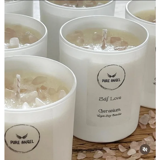 Self Love Geranium Scented Soy Wax Candle | Eco-Friendly & Handmade