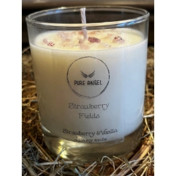 Strawberry Fields - Strawberry and Vanilla Candle with Strawberry Quartz