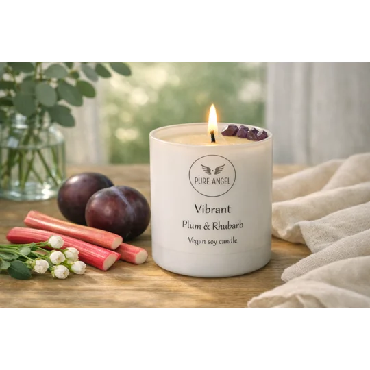 Pure Angel Vibrant - Plumb and Rhubarb fragranced candle