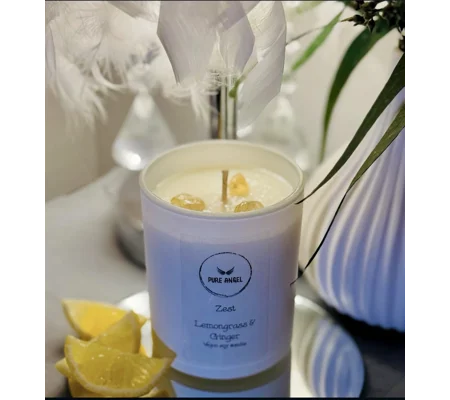 Zest Lemongrass and Ginger Scented Soy Wax Candle | Eco-Friendly & Handmade