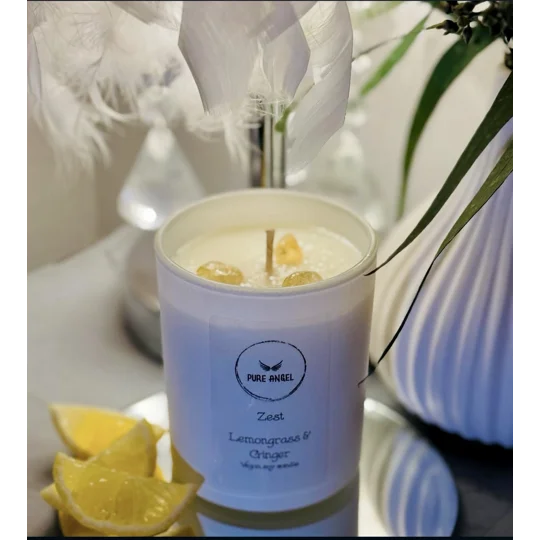 Zest Lemongrass and Ginger Scented Soy Wax Candle | Eco-Friendly & Handmade