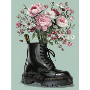 Flower Bouquet Alternative Boot Digital Art Print
