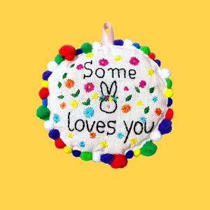 “Some Bunny Loves You” pom pom pincushion