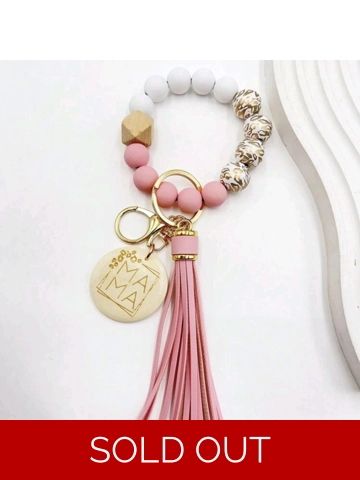 Pre-order: Elegant Wooden bead bracelet, wristlet & Mama keychain