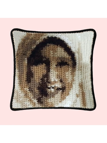 Personalized Handmade Crochet Portrait Cushion
