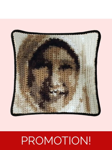 Personalized Handmade Crochet Portrait Cushion