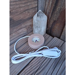 4.5" Clear Quartz Crystal Point Lamp. Polished Quartz Crystal with Wood LED Light Base. You get this